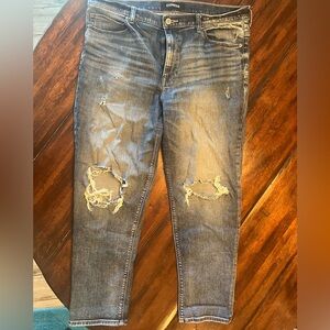 Express Original Girlfriend High Rise size 14 Distressed medium blue Jeans
